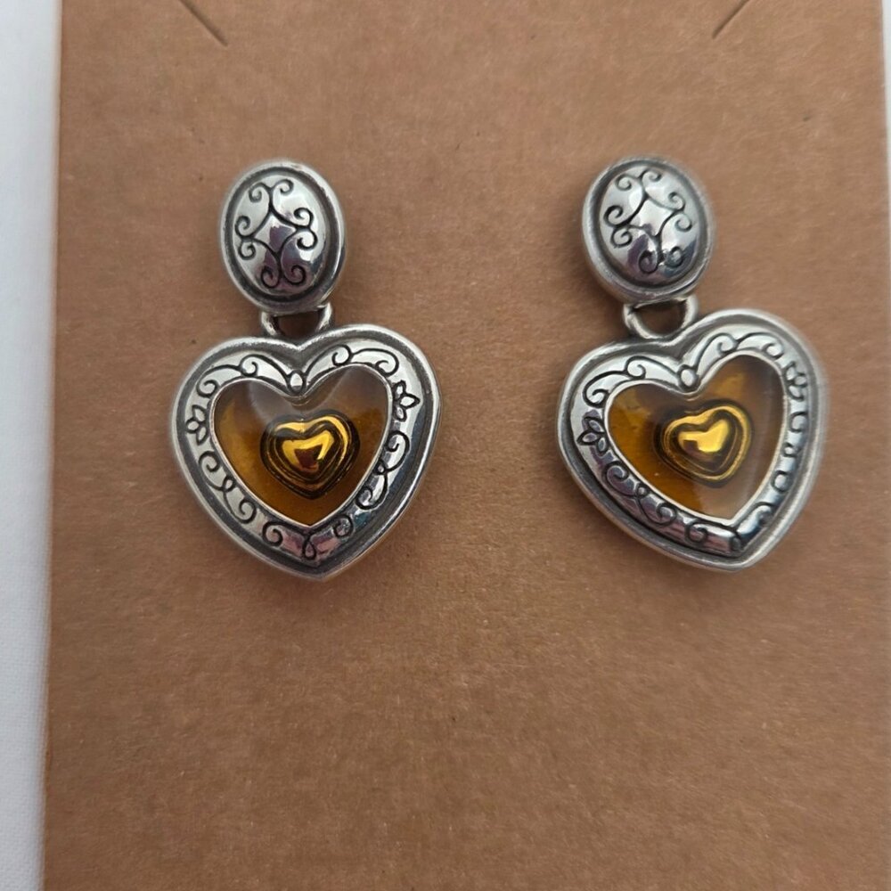 Vintage Brighton "Love Notes" Heart Drop Earrings - Picture 2 of 6